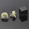 Oro Laminado Stud Earring, Gold Filled Style Little Girl Design, Yellow Enamel Finish, Golden Finish, 02.16.0099