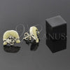 Oro Laminado Stud Earring, Gold Filled Style Little Girl Design, Yellow Enamel Finish, Golden Finish, 02.16.0099