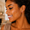 Oro Laminado Stud Earring, Gold Filled Style Heart Design, Orange Enamel Finish, Golden Finish, 02.64.0203 *PROMO*