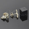 Oro Laminado Stud Earring, Gold Filled Style Shoes and Flower Design, with White Crystal, Yellow Enamel Finish, Golden Finish, 02.64.0210 *PROMO*