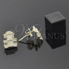 Oro Laminado Stud Earring, Gold Filled Style Teddy Bear Design, Yellow Enamel Finish, Golden Finish, 02.64.0217 *PROMO*