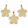 Oro Laminado Earring and Pendant Adult Set, Gold Filled Style Flower Design, Polished, Tricolor, 5.044.001