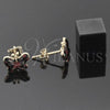 Oro Laminado Stud Earring, Gold Filled Style Butterfly Design, Black Enamel Finish, Golden Finish, 5.126.096 *PROMO*