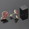 Oro Laminado Stud Earring, Gold Filled Style Watermelon Design, Red Enamel Finish, Golden Finish, 5.126.097 *PROMO*
