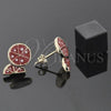 Oro Laminado Stud Earring, Gold Filled Style Watermelon Design, Red Enamel Finish, Golden Finish, 5.126.097 *PROMO*