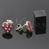 Oro Laminado Stud Earring, Gold Filled Style Strawberry Design, Multicolor Enamel Finish, Golden Finish, 5.126.091 *PROMO*