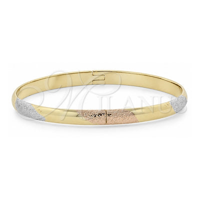 Oro Laminado Individual Bangle, Gold Filled Style Diamond Cutting Finish, Tricolor, 5.231.004 (06 MM Thickness, Size 5 (2.50 Diameter))