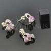 Oro Laminado Earring and Pendant Adult Set, Gold Filled Style Enamel Finish, Golden Finish, 5.052.005