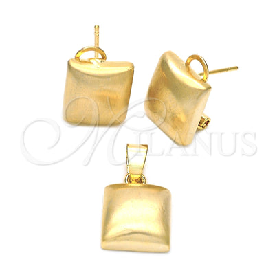 Oro Laminado Earring and Pendant Adult Set, Gold Filled Style Polished, Golden Finish, 5.053.005
