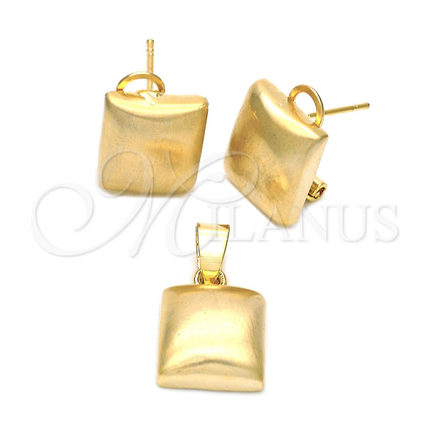 Oro Laminado Earring and Pendant Adult Set, Gold Filled Style Polished, Golden Finish, 5.053.005