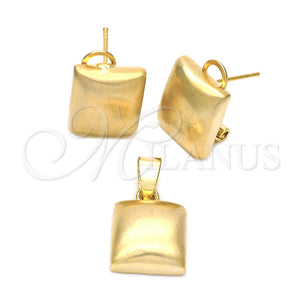 Oro Laminado Earring and Pendant Adult Set, Gold Filled Style Polished, Golden Finish, 5.053.005