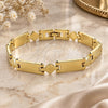 Oro Laminado Solid Bracelet, Gold Filled Style Diamond Cutting Finish, Golden Finish, 03.63.0533 (08 MM Thickness, 8 Inches Length)