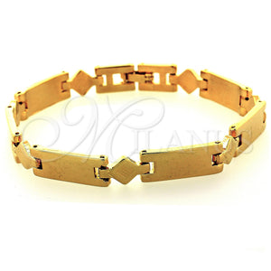 Oro Laminado Solid Bracelet, Gold Filled Style Diamond Cutting Finish, Golden Finish, 03.63.0533 (08 MM Thickness, 8 Inches Length)