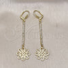 Oro Laminado Long Earring, Gold Filled Style Flower Design, with White Crystal, Diamond Cutting Finish, Golden Finish, 5.087.001.1