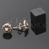 Oro Laminado Stud Earring, Gold Filled Style Flower Design, with White Crystal, Red Enamel Finish, Golden Finish, 02.64.0224 *PROMO*