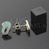 Oro Laminado Stud Earring, Gold Filled Style Shoes Design, Turquoise Enamel Finish, Golden Finish, 02.64.0227 *PROMO*