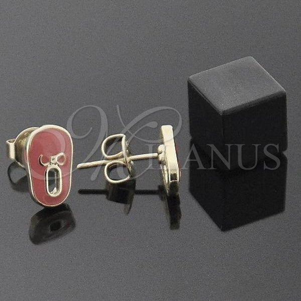 Oro Laminado Stud Earring, Gold Filled Style Shoes Design, Orange Enamel Finish, Golden Finish, 02.64.0228 *PROMO*