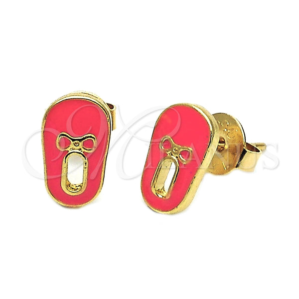 Oro Laminado Stud Earring, Gold Filled Style Shoes Design, Orange Enamel Finish, Golden Finish, 02.64.0228 *PROMO*
