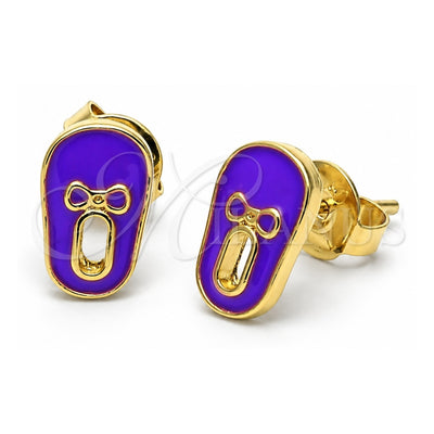 Oro Laminado Stud Earring, Gold Filled Style Shoes Design, Enamel Finish, Golden Finish, 02.64.0232 *PROMO*