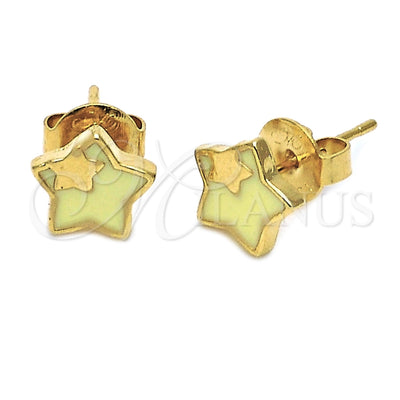 Oro Laminado Stud Earring, Gold Filled Style Star Design, Acqua Enamel Finish, Golden Finish, 02.64.0244 *PROMO* for wholesale, main product view