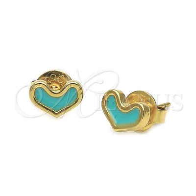 Oro Laminado Stud Earring, Gold Filled Style Heart Design, Blue Enamel Finish, Golden Finish, 02.64.0248 *PROMO* for wholesale, main product view