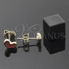 Oro Laminado Stud Earring, Gold Filled Style Heart Design, Red Enamel Finish, Golden Finish, 02.64.0251 *PROMO*