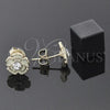 Oro Laminado Stud Earring, Gold Filled Style Flower Design, White Enamel Finish, Golden Finish, 02.64.0262 *PROMO*