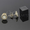 Oro Laminado Stud Earring, Gold Filled Style Flower Design, with White Crystal, Yellow Enamel Finish, Golden Finish, 02.64.0270 *PROMO*