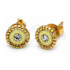 Oro Laminado Stud Earring, Gold Filled Style Flower Design, with White Crystal, Yellow Enamel Finish, Golden Finish, 02.64.0270 *PROMO*