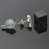 Oro Laminado Stud Earring, Gold Filled Style Hat and Flower Design, with White Crystal, Green Enamel Finish, Golden Finish, 02.64.0278 *PROMO*
