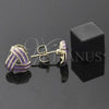 Oro Laminado Dangle Earring, Gold Filled Style Love Knot Design, Purple Enamel Finish, Golden Finish, 5.126.054.1 *PROMO*
