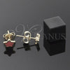 Oro Laminado Stud Earring, Gold Filled Style Star Design, Orange Enamel Finish, Golden Finish, 02.64.0301 *PROMO*