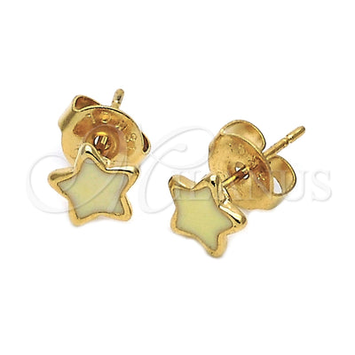 Oro Laminado Stud Earring, Gold Filled Style Star Design, Yellow Enamel Finish, Golden Finish, 02.64.0302 for wholesale, main product view
