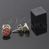 Oro Laminado Stud Earring, Gold Filled Style Ladybug Design, Red Enamel Finish, Golden Finish, 02.64.0309 *PROMO*