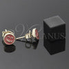 Oro Laminado Stud Earring, Gold Filled Style Smile Design, Orange Enamel Finish, Golden Finish, 02.64.0312 *PROMO*