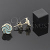 Oro Laminado Stud Earring, Gold Filled Style Flower Design, Turquoise Enamel Finish, Golden Finish, 02.64.0337 *PROMO*