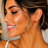 Oro Laminado Stud Earring, Gold Filled Style Flower Design, Orange Enamel Finish, Golden Finish, 02.64.0338 for wholesale, additional product view 2