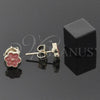 Oro Laminado Stud Earring, Gold Filled Style Flower Design, Orange Enamel Finish, Golden Finish, 02.64.0362 *PROMO*