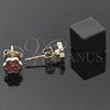 Oro Laminado Stud Earring, Gold Filled Style Flower Design, Red Enamel Finish, Golden Finish, 02.64.0364 *PROMO*