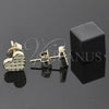 Oro Laminado Stud Earring, Gold Filled Style Heart Design, Green Enamel Finish, Golden Finish, 02.64.0375 *PROMO*