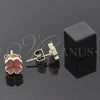 Oro Laminado Stud Earring, Gold Filled Style Flower Design, Orange Enamel Finish, Golden Finish, 02.64.0380 *PROMO*