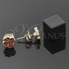 Oro Laminado Stud Earring, Gold Filled Style Flower Design, Red Enamel Finish, Golden Finish, 02.64.0382 *PROMO*