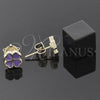Oro Laminado Stud Earring, Gold Filled Style Flower Design, Enamel Finish, Golden Finish, 02.64.0384 *PROMO*