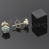 Oro Laminado Stud Earring, Gold Filled Style Flower Design, Acqua Enamel Finish, Golden Finish, 02.64.0397 *PROMO*