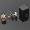 Oro Laminado Stud Earring, Gold Filled Style Flower Design, Orange Enamel Finish, Golden Finish, 02.64.0398 *PROMO*