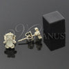 Oro Laminado Stud Earring, Gold Filled Style Teddy Bear Design, Yellow Enamel Finish, Golden Finish, 02.64.0403 *PROMO*