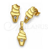 Oro Laminado Earring and Pendant Children Set, Gold Filled Style Ice Cream Design, Enamel Finish, Golden Finish, 10.64.0089