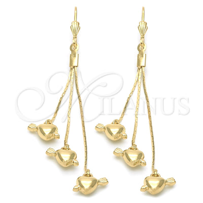 Oro Laminado Long Earring, Gold Filled Style Heart Design, Polished, Golden Finish, 5.112.005 for wholesale, main product view