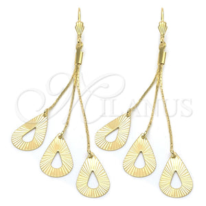 Oro Laminado Long Earring, Gold Filled Style Teardrop Design, Polished, Golden Finish, 5.083.009