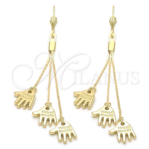 Oro Laminado Long Earring, Gold Filled Style Hand Design, Polished, Golden Finish, 5.096.002